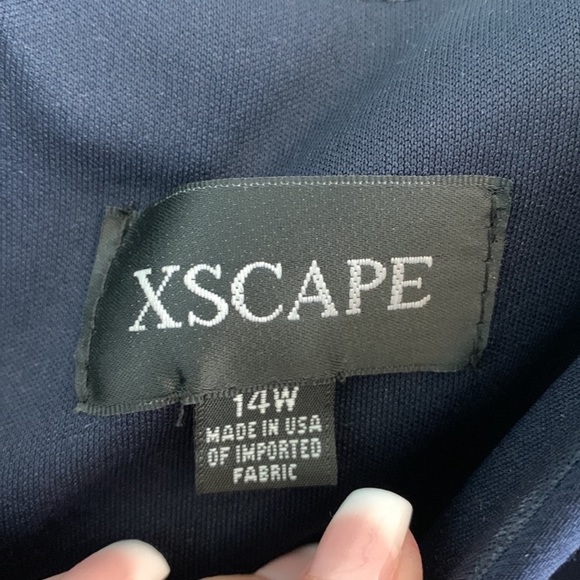 Xscape Formal Navy Blue and Rose Gold Dress Size 14W - Picture 5 of 11